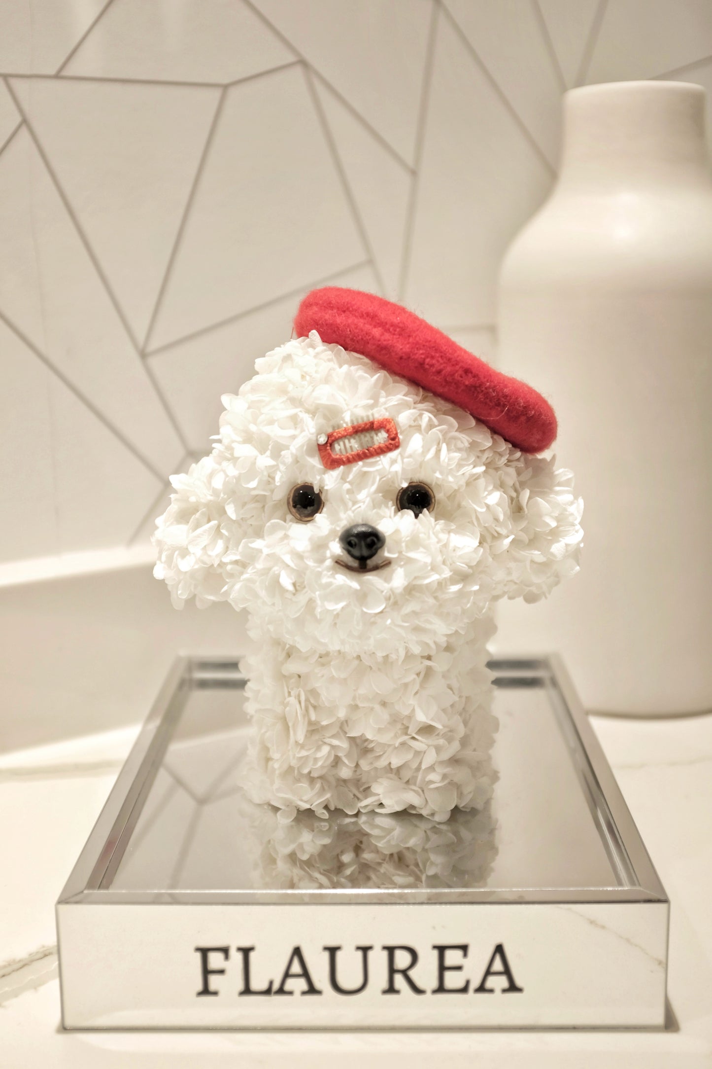 Flaurea Preserved Flower Floral Puppy - Red Hats