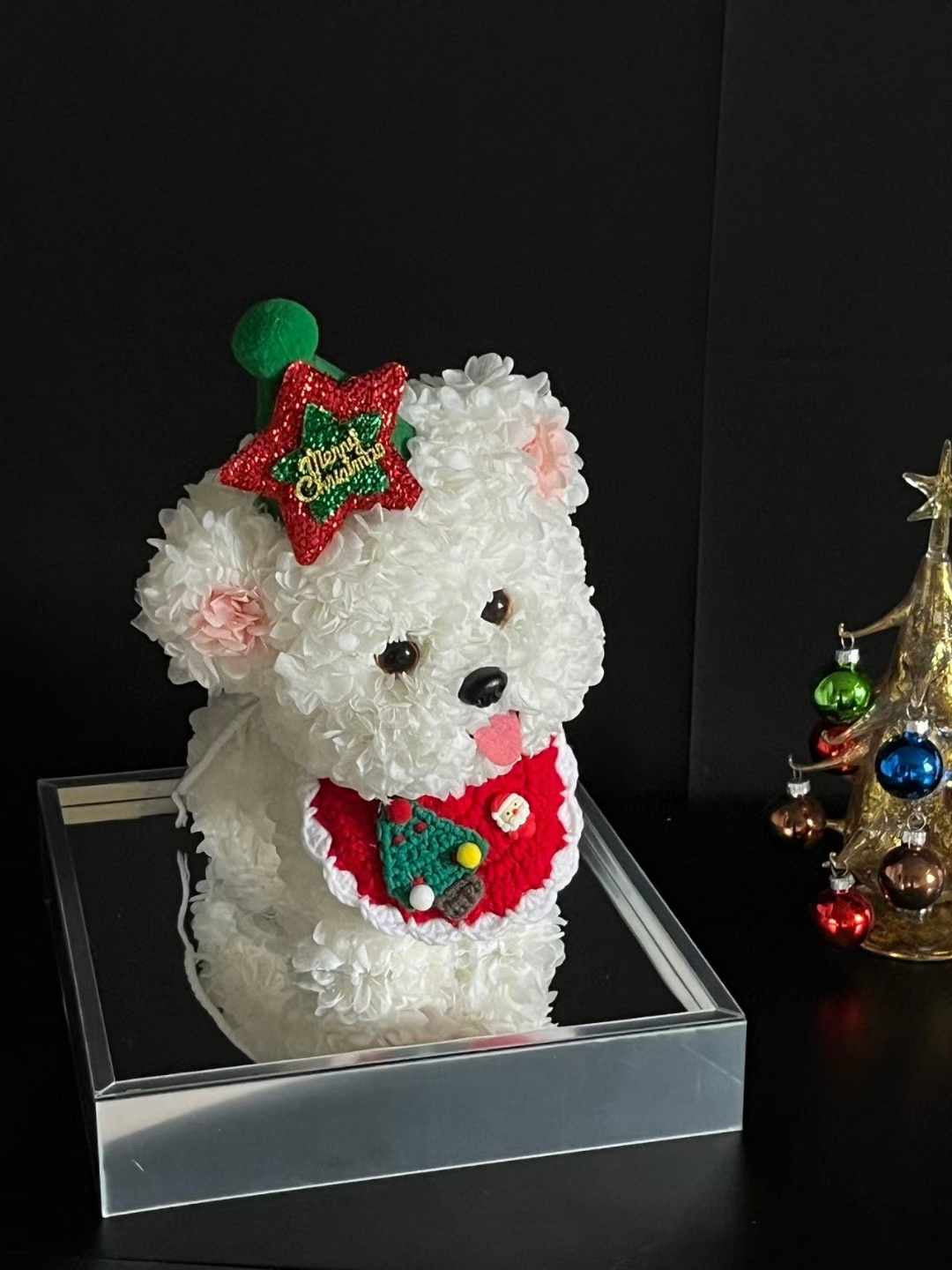 Flaurea Preserved Flower Floral Puppy - Christmas Puppy